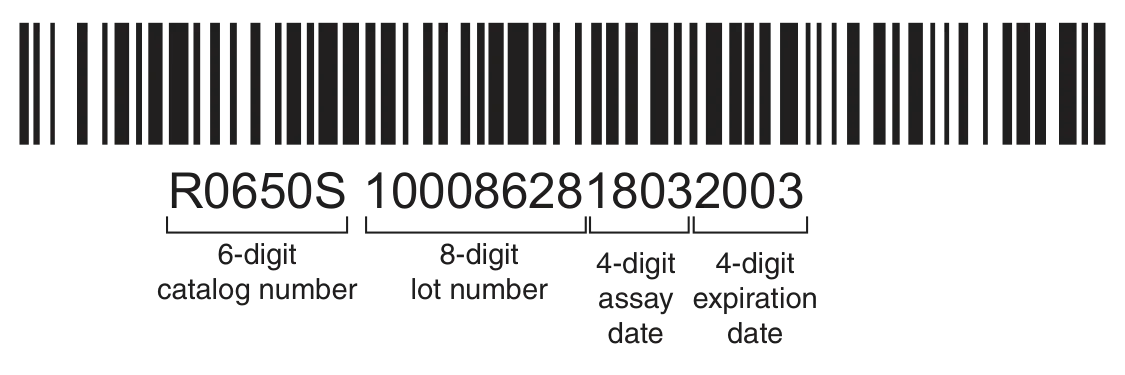 NEB packaging quality barcode components