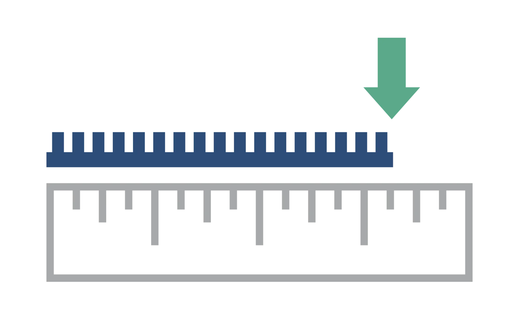 Ruler with primer and arrow icon, representing primer length