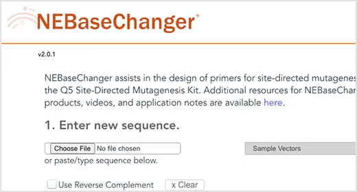 Review NEB’s Latest Research: NEBaseChanger® web tool screenshot