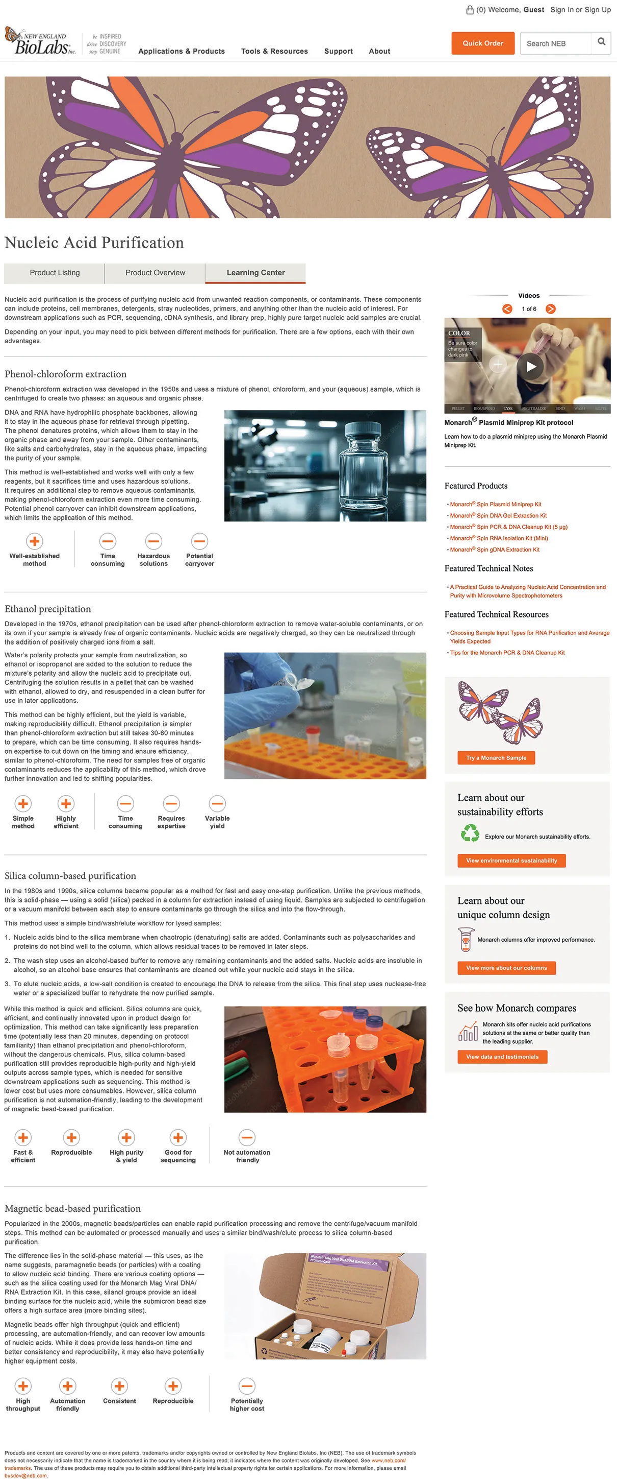 Nucleic Acid Purification Learning Center/Education Hub mockup