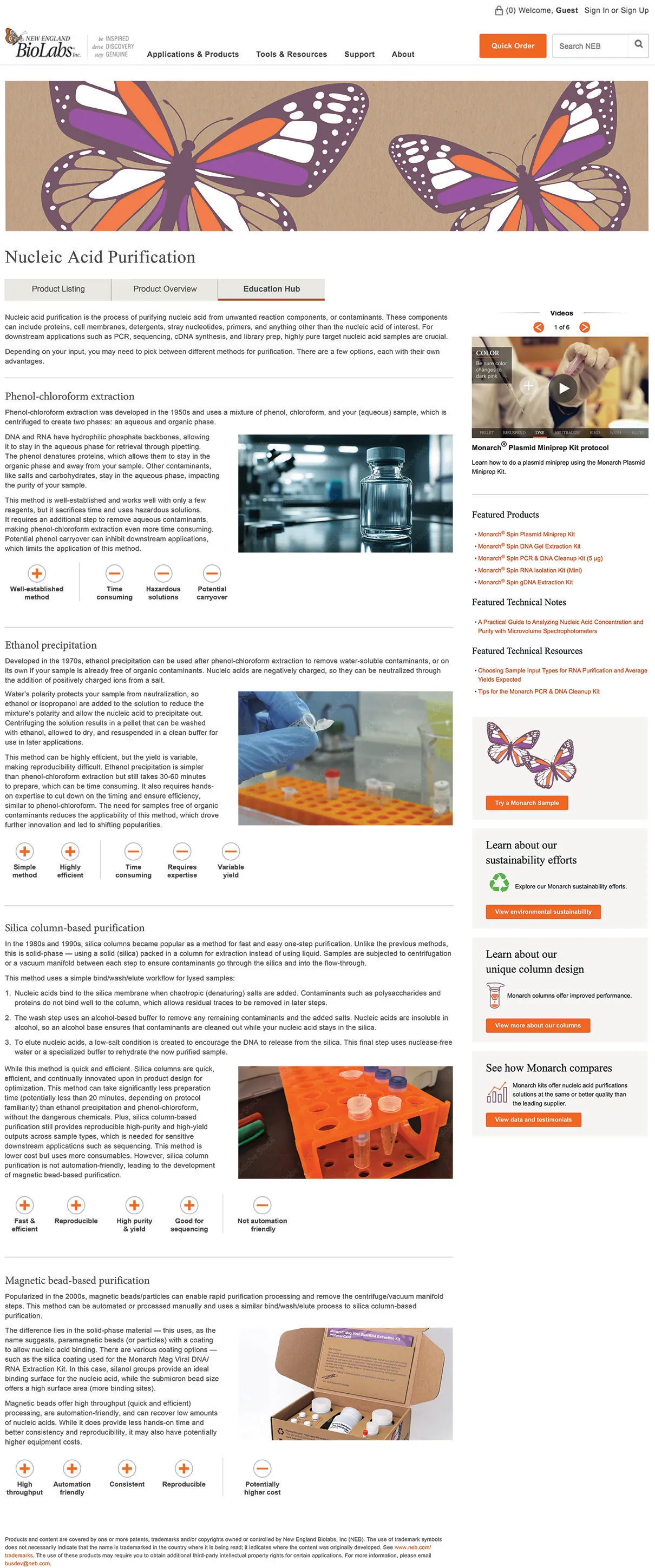Nucleic Acid Purification Learning Center/Education Hub mockup