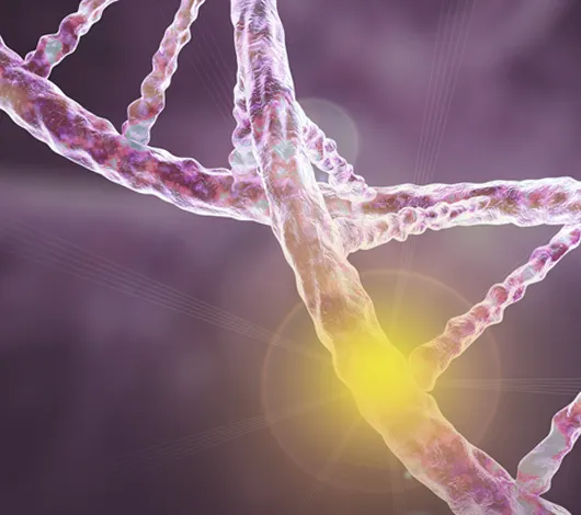 DNA with a glowing mutation
