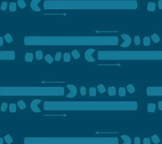 Pattern of blue-on-blue exonuclease activity