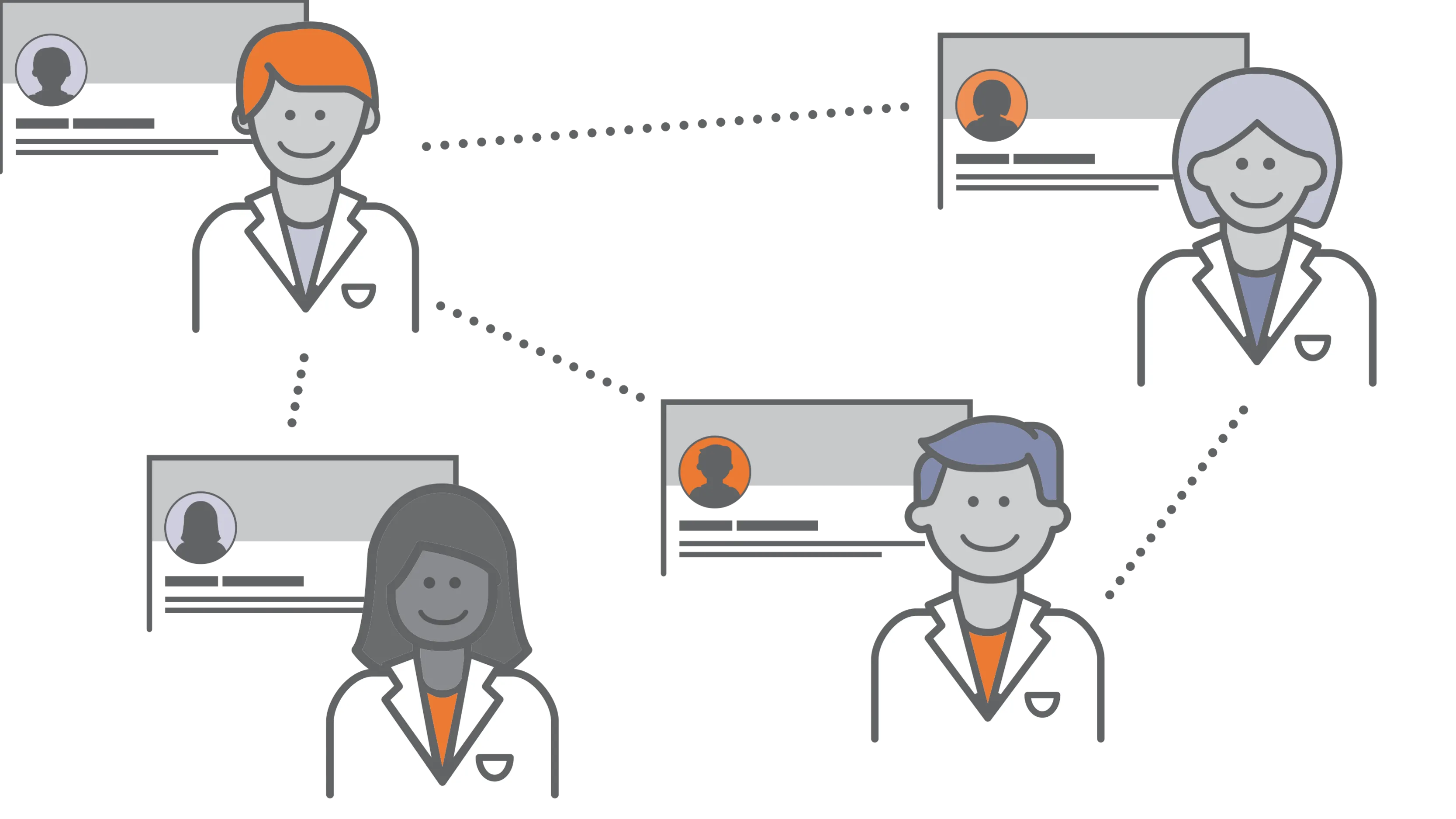 Illustration depicting network of scientists and LinkedIn profiles
