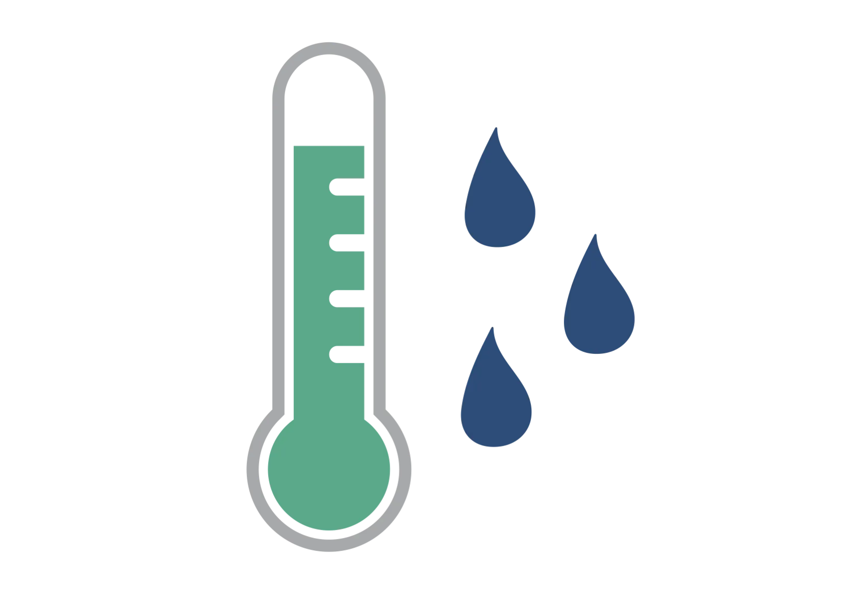 Thermometer and droplets icon, representing melting point