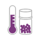 Lyo beads icon with thermometer icon