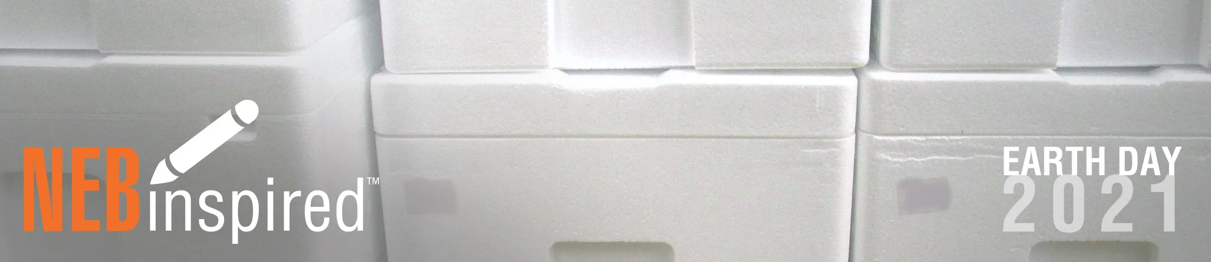 Photo of polystyrene – styrofoam – boxes, with NEBinspired logo