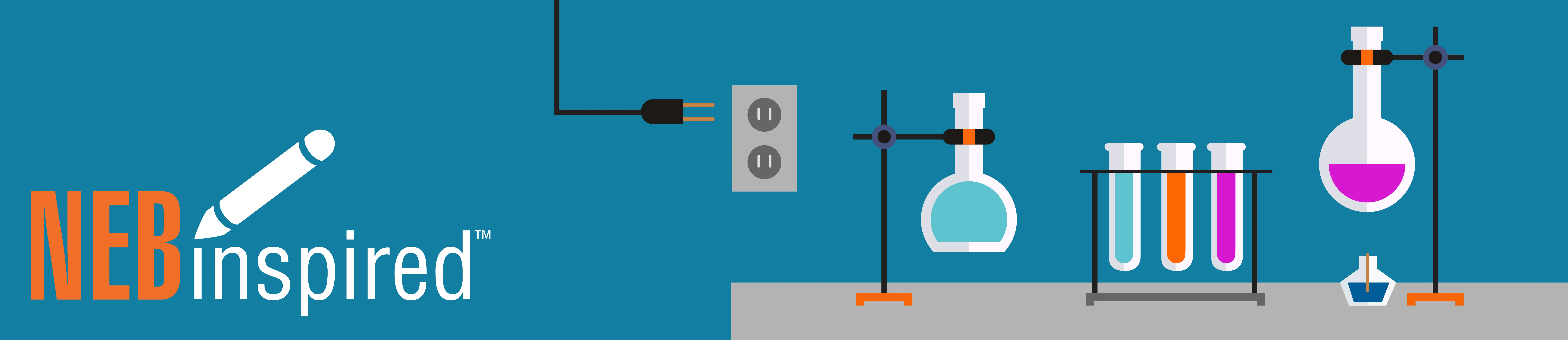 Illustration of laboratory bench in bright colors for  Reboot your Bench, NEBinspired logo