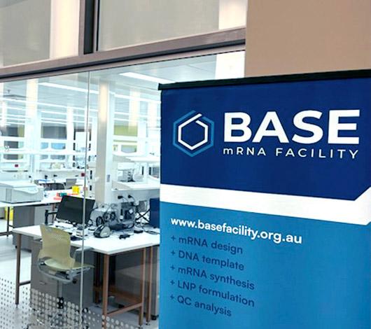 BASEmRNAFacility_Blog_Thumb_0725 BASE mRNA Facility sign and laboratory