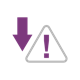 Warning icon with down arrow, representing decreased risk of contamination