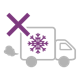 Truck icon with snowflake and X, representing no cold chain (sustainable supply chain)